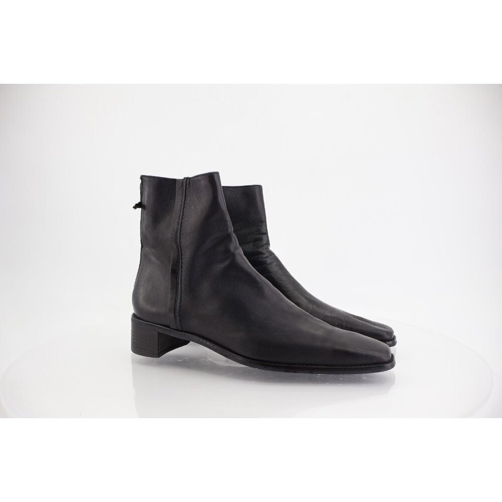 Stuart Weitzman Women Boot SZ 9.5 N Black Leather Square Toe Block Heel 90s Y2K